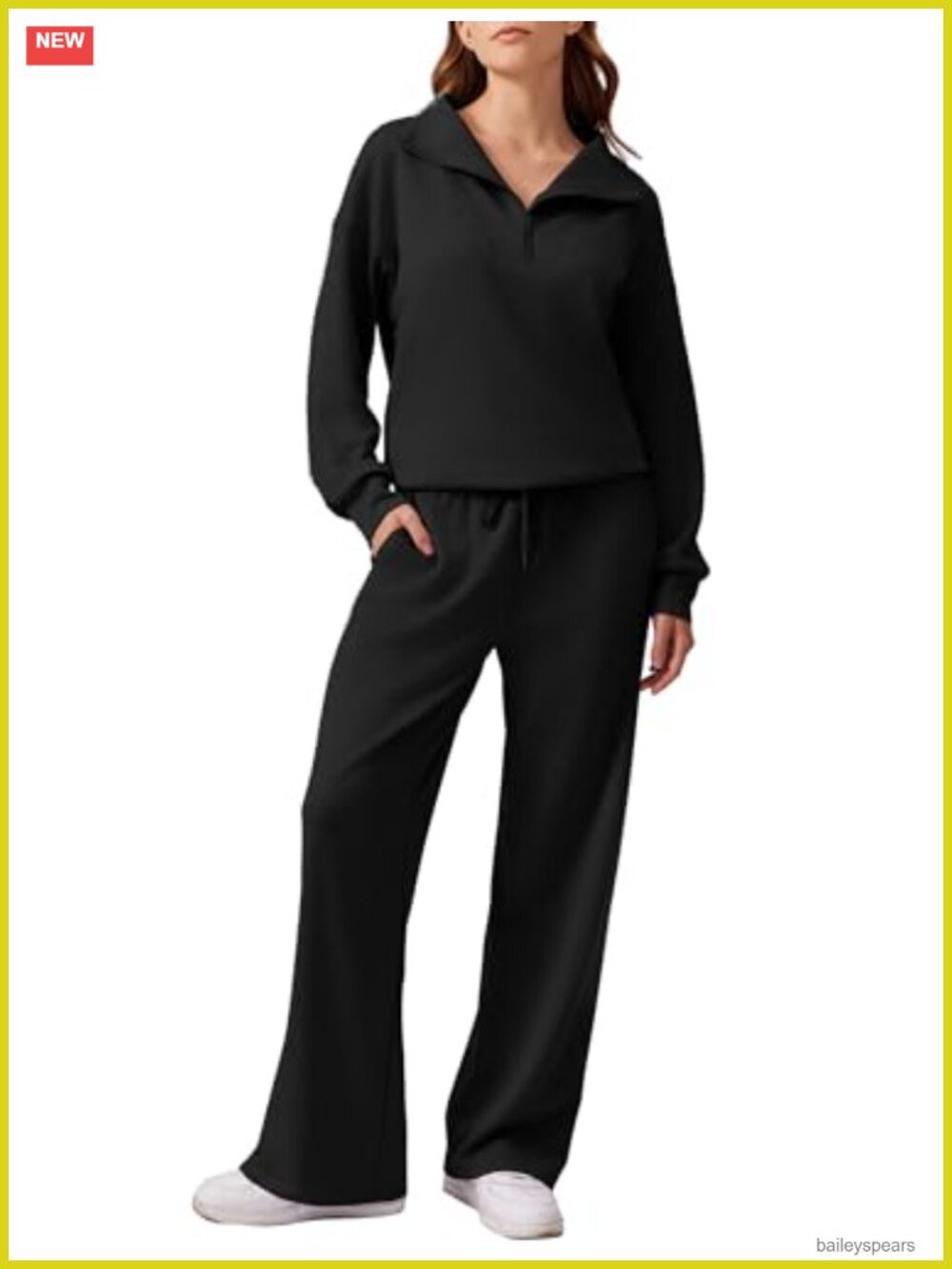 2 Piece Tracksuit Set Half Zip Sweatshirt Wide Leg Sweatpants Lounge Set
